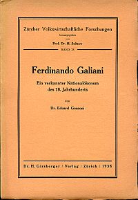 Ganzoni, Ferdinando Galiani. (Umschlag)