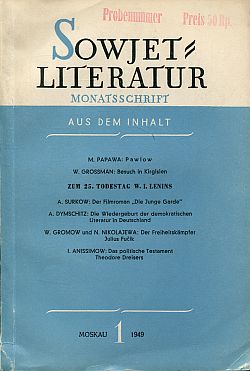 Sowjet-Literatur. Monatsschrift, Heft 1 (1949) (Umschlag)