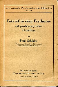 Schilder, Entwurf zu einer Psychiatrie auf psychoanalytischer Grundlage. (Umschlag)