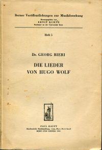 Bieri, Die Lieder von Hugo Wolf. (Umschlag)