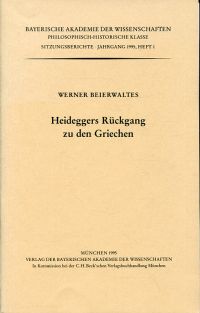 Beierwaltes, Heideggers Rückgang zu den Griechen. (Umschlag)