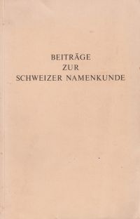 Beiträge zur Schweizer Namenkunde. (Umschlag)