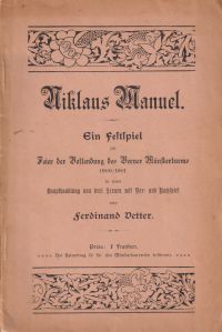 Vetter, Niklaus Manuel. (Umschlag)