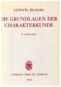 Klages, Die Grundlagen der Charakterkunde. (Umschlag)