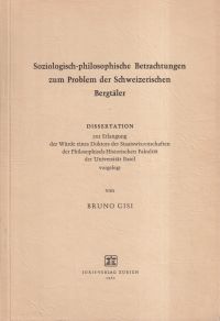 Gisi, Soziologisch-philosophische Betrachtungen zum Problem der Schweizerischen (Umschlag)