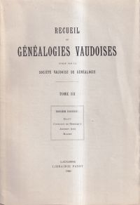 Recueil de Généalogies vaudoises publié par la Société vaudoise de Généalogie. T (Umschlag)
