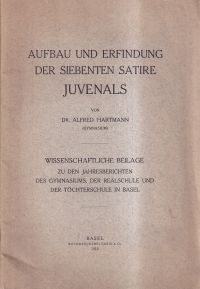 Hartmann, Aufbau und Erfindung der siebenten Satire Juvenals. (Umschlag)
