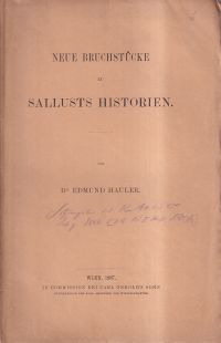 Hauler, Neue Bruchstücke zu Sallusts Historien. (Umschlag)