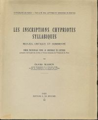 Masson, Les inscriptions chypriotes syllabiques. (Umschlag)