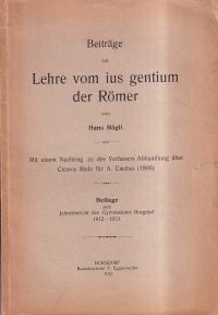 Bögli, Beiträge zur Lehre vom ius gentium der Römer (Umschlag)
