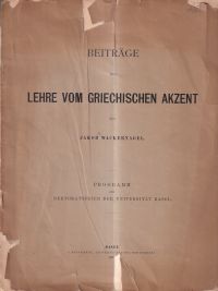 Wackernagel, Beiträge zur Lehre vom griechischen Akzent. (Umschlag)