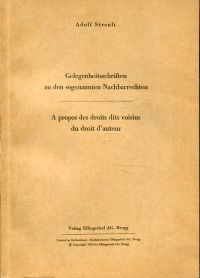 Streuli, Gelegenheitsschriften zu den sogenannten Nachbarrechten/A propos des dr (Umschlag)