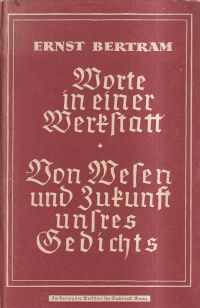 Bertram, Worte in einer Werkstatt. (Umschlag)