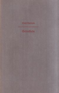 Bertram, Gedenkrede bei Einweihung des Goethe-Museums Anton und Katharina Kippen (Umschlag)