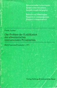 Vischer, Das Problem der Kodifikation (Umschlag)