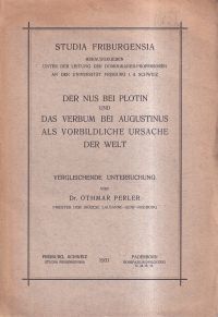 Perler, Der Nus bei Plotin und das Verbum bei Augustinus als vorbildliche Ursach (Umschlag)